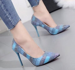 2018 Women Pumps OL Fashion Spell Color High heels Single Shoes Female Spring Summer Patent leather Wedding Party shoes Woman