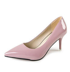 2018 Women Pumps OL Fashion Spell Color High heels Single Shoes Female Spring Summer Patent leather Wedding Party shoes Woman
