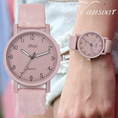 Vansvar Women Watch Luxury Brand Casual Simple Quartz Clock For Women Leather Strap Wrist Watch Reloj Mujer Drop Shipping