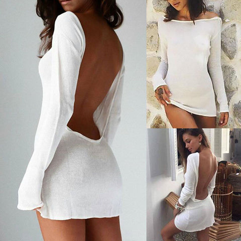 Summer Women Lace Dress Sexy Backless V-neck Beach Dresses 2019 Fashion Sleeveless Spaghetti Strap White Casual Mini Sundress