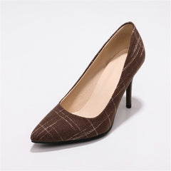 Big Size Women's Shoe 9cm MOC 2 High Heels Pumps Party Shoes For Women Canvas Wedding Shoes chaussure femme