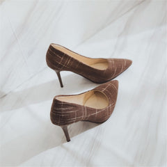 Big Size Women's Shoe 9cm MOC 2 High Heels Pumps Party Shoes For Women Canvas Wedding Shoes chaussure femme