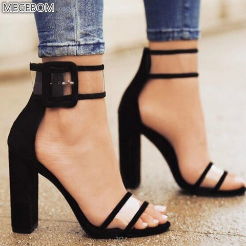 Aneikeh Women High Heels Sandals Summer Square Heels Crystal Heeled Platform Shoes Ladies Sexy Party Wedding Lace Up Shoes