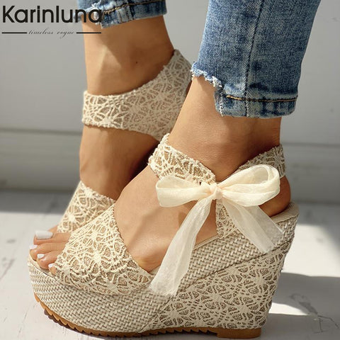 Aneikeh Women High Heels Sandals Summer Square Heels Crystal Heeled Platform Shoes Ladies Sexy Party Wedding Lace Up Shoes